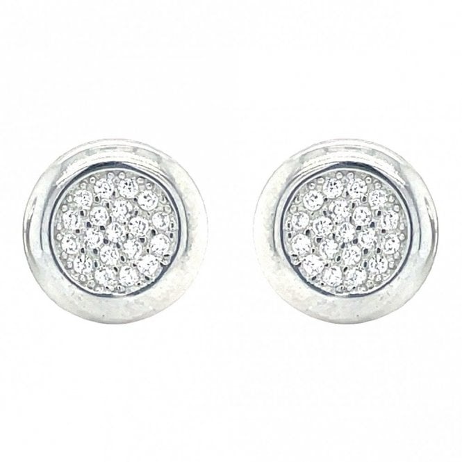 Faith Sterling Silver Sterling Silver CZ With Plain Surround Stud Earrings 9x9mm