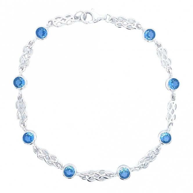 Faith Sterling Silver Sterling Silver December Birthstone CZ Celtic Design Bracelet 5x5mm, 18cm