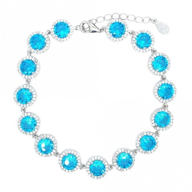 Faith Sterling Silver Sterling Silver December Birthstone CZ Halo Bracelet 9x9mm, 16.5+3cm