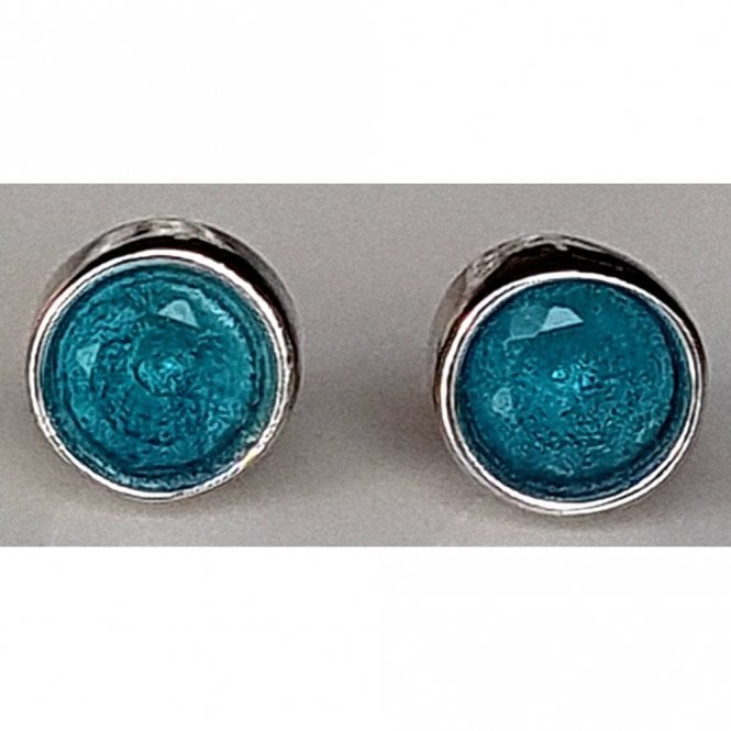 Faith Sterling Silver Sterling Silver DECEMBER Turquoise Birthstone Rubover Round Earrings 4x4mm 