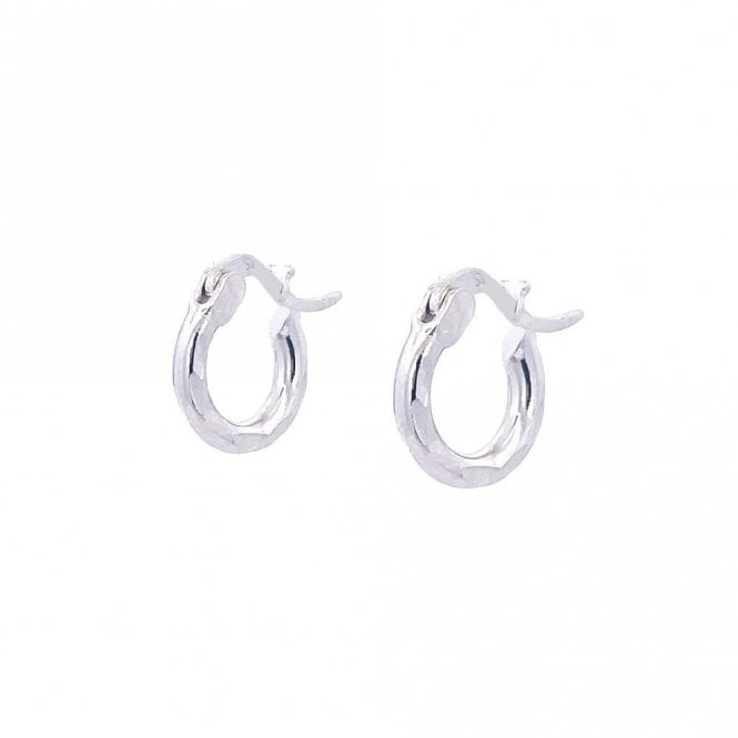 Faith Sterling Silver Sterling Silver Diamond Cut Hinged Hoop Earrings 10mm 