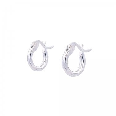 Sterling Silver Diamond Cut Hinged Hoop Earrings 10mm 