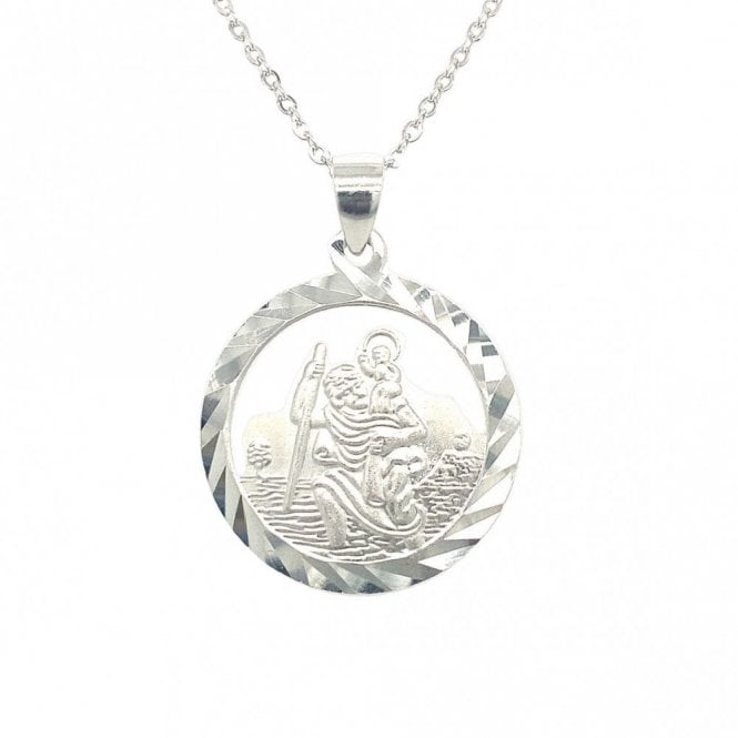 Faith Sterling Silver Sterling Silver Double Sided St Christopher Necklace 19x16mm, 16-18