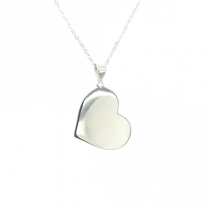 Faith Sterling Silver Sterling Silver Engravable Heart Necklace 22x17mm, 16-18