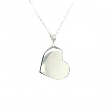 Sterling Silver Engravable Heart Necklace 22x17mm, 16-18"