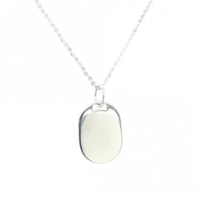 Faith Sterling Silver Sterling Silver Engravable Oval Necklace 23x19mm, 16-18