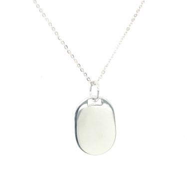 Sterling Silver Engravable Oval Necklace 23x19mm, 16-18"