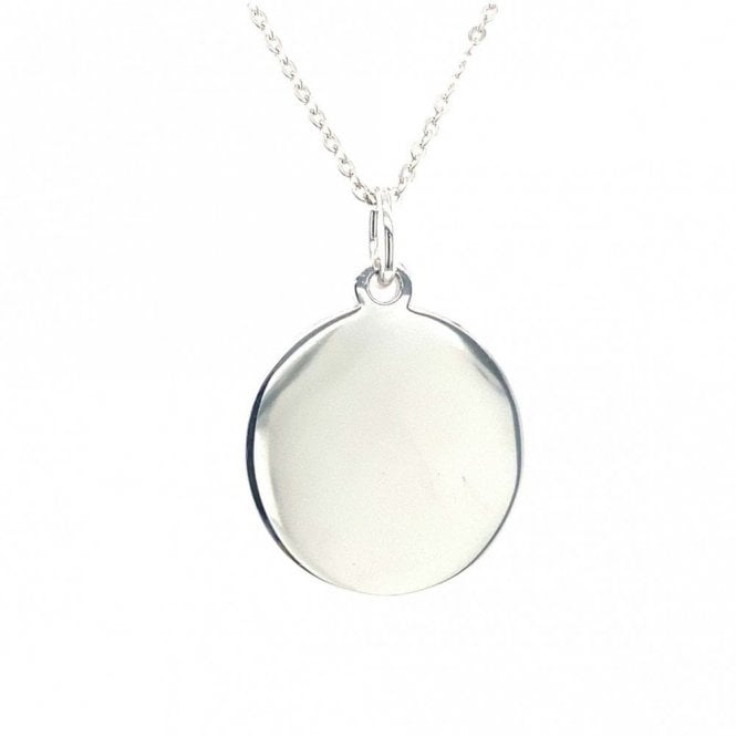 Faith Sterling Silver Sterling Silver Engravable Round Necklace 22x19mm, 16-18