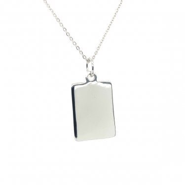Sterling Silver Engravable Rounded Rectangle Necklace 23x19mm, 16-18"