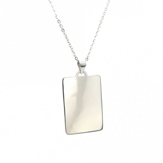 Faith Sterling Silver Sterling Silver Engravable Rounded Rectangle Necklace 27x17mm, 16-18