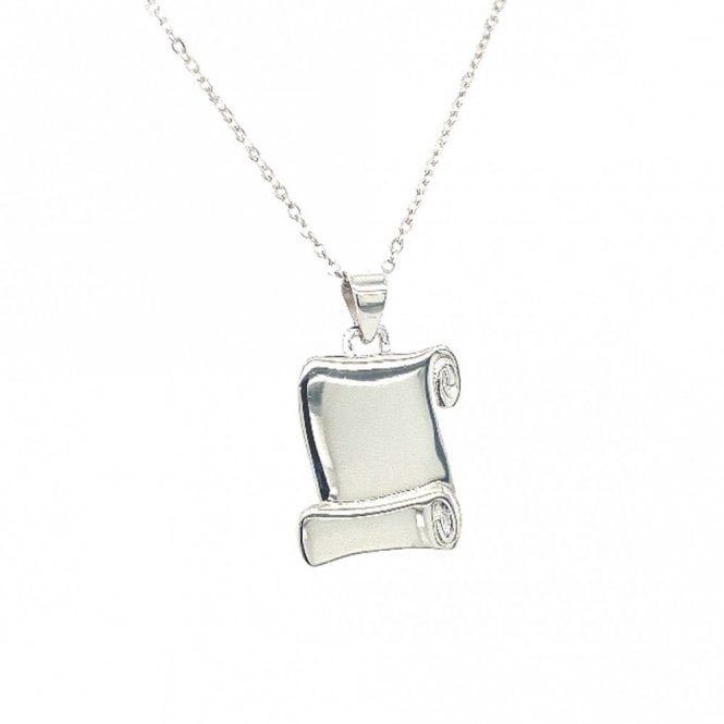 Faith Sterling Silver Sterling Silver Engravable Scroll Necklace 19x15mm, 16-18