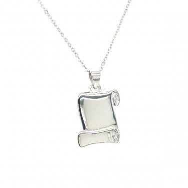 Sterling Silver Engravable Scroll Necklace 19x15mm, 16-18"