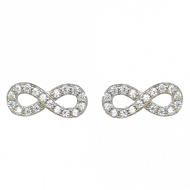 Faith Sterling Silver Sterling Silver Full CZ Rubover Infinity Stud Earrings 12x6mm