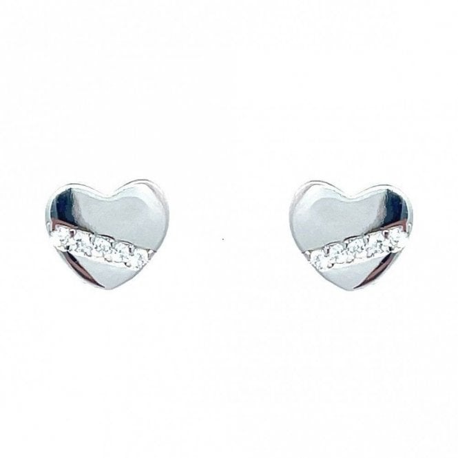 Faith Sterling Silver Sterling Silver Half CZ Heart Stud Earrings 7x7mm