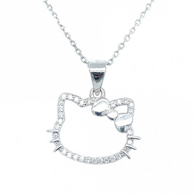 thumbnail image 2 of Silver Hello Kitty Pave CZ Teddy Bear Pendant Necklace – 18" Chain – Gold Tone Accents 2 of 6