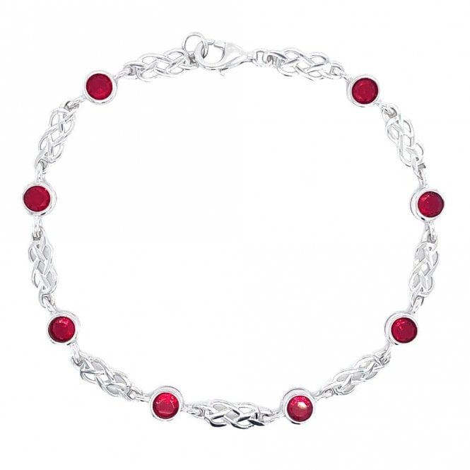 Faith Sterling Silver Sterling Silver January Birthstone CZ Celtic Design Bracelet 5x5mm, 18cm