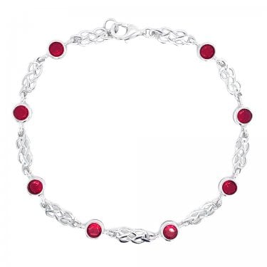 Sterling Silver January Birthstone CZ Celtic Design Bracelet 5x5mm, 18cm