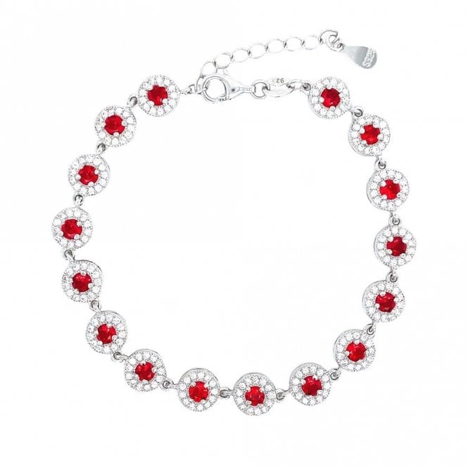 Faith Sterling Silver Sterling Silver January Birthstone CZ Halo Bracelet 7x7mm, 16.5+3.5cm