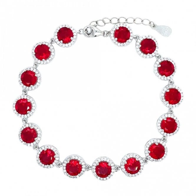 Faith Sterling Silver Sterling Silver January Birthstone CZ Halo Bracelet 9x9mm, 16.5+3cm