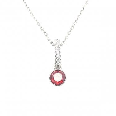 Sterling Silver January Birthstone CZ Necklace 13x4mm, 16-18"