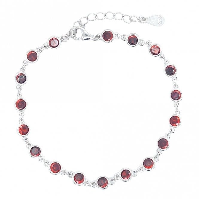 Faith Sterling Silver Sterling Silver January Birthstone CZ Rubover Bracelet 4x4mm, 15.5+3.5cm