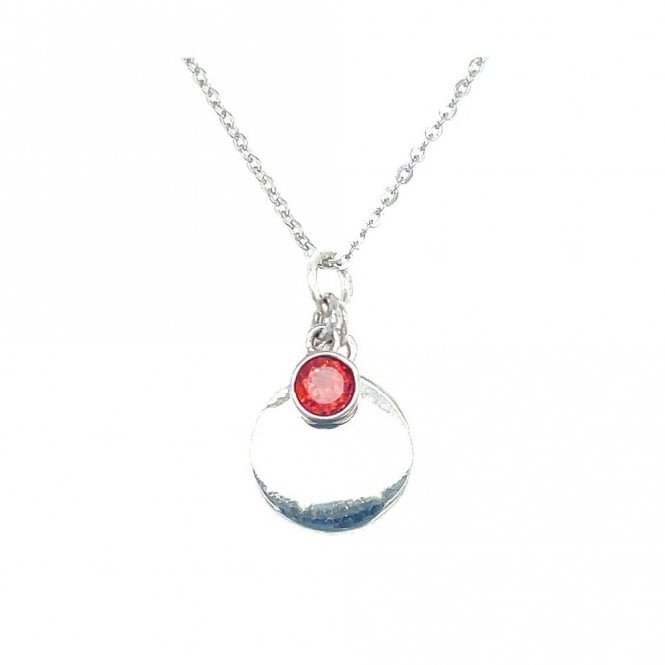 Faith Sterling Silver Sterling Silver January Birthstone Plain Disc Necklace 19x11mm, 16-18