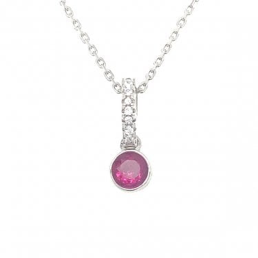 Sterling Silver July Birthstone CZ Necklace 13x4mm, 16-18"