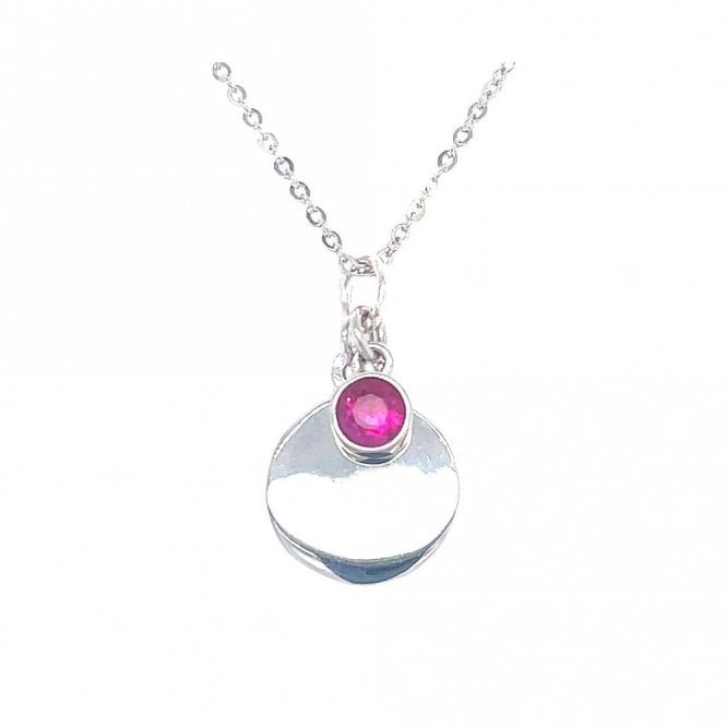 Faith Sterling Silver Sterling Silver July Birthstone Plain Disc Necklace 19x11mm, 16-18