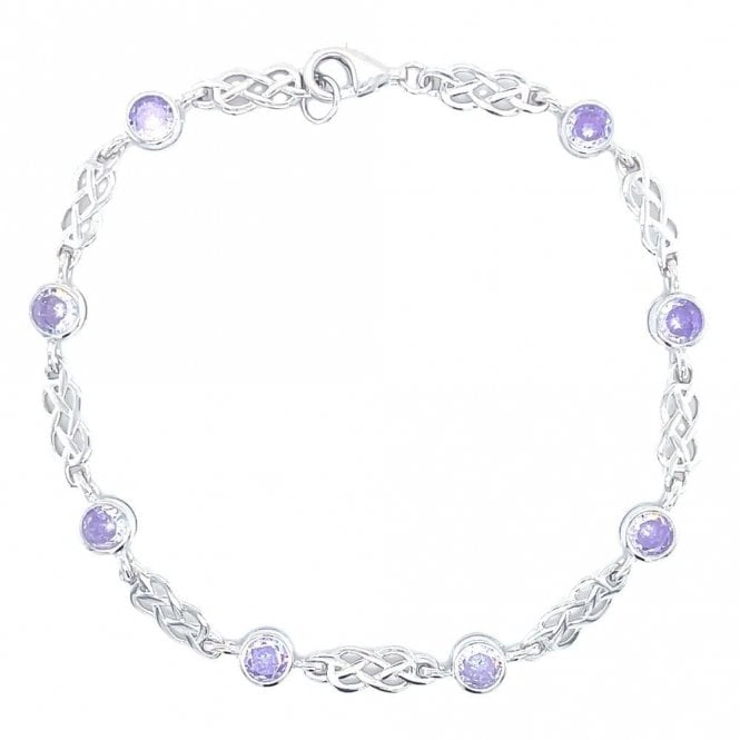 Faith Sterling Silver Sterling Silver June Birthstone CZ Celtic Design Bracelet 5x5mm, 18cm