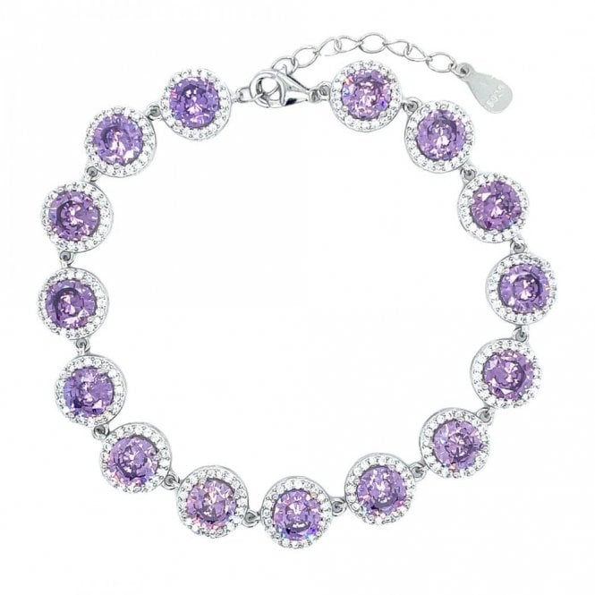 Faith Sterling Silver Sterling Silver June Birthstone CZ Halo Bracelet 9x9mm, 16.5+3cm
