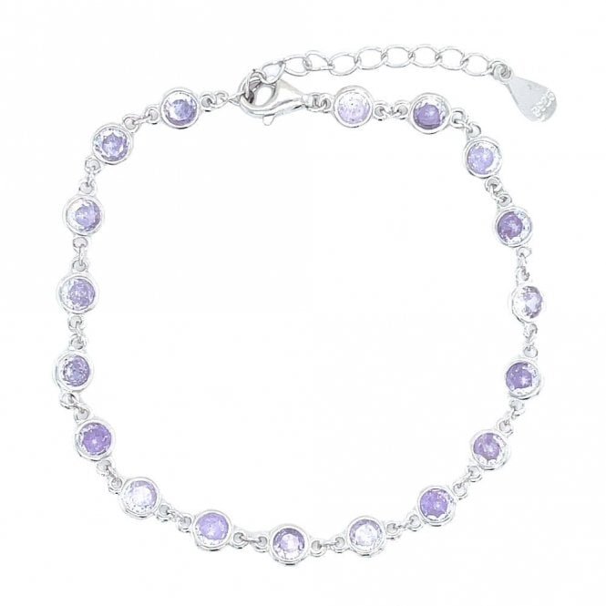 Faith Sterling Silver Sterling Silver June Birthstone CZ Rubover Bracelet 4x4mm, 15.5+3.5cm