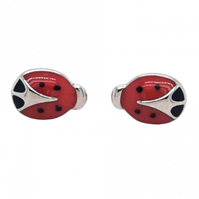 Faith Sterling Silver Sterling Silver Kids Red Ladybird with Part Plain Silver Back 7x10mm Stud Earrings