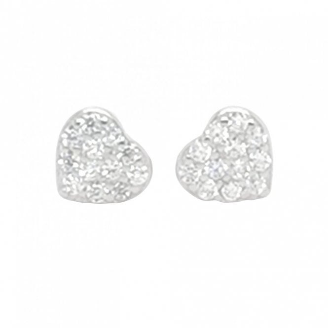 Faith Sterling Silver Sterling Silver Kids Rubover Edge CZ Small Heart 5x5mm Stud Earrings