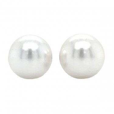Sterling Silver Large Pearl Stud Earrings 9x9mm