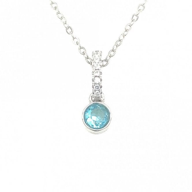 Faith Sterling Silver Sterling Silver March Birthstone CZ Necklace 13x4mm, 16-18