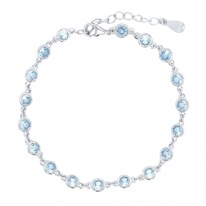Faith Sterling Silver Sterling Silver March Birthstone CZ Rubover Bracelet 4x4mm, 15.5+3.5cm