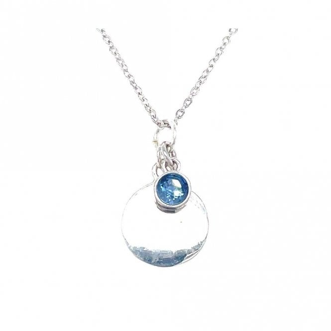 Faith Sterling Silver Sterling Silver March Birthstone Plain Disc Necklace 19x11mm, 16-18