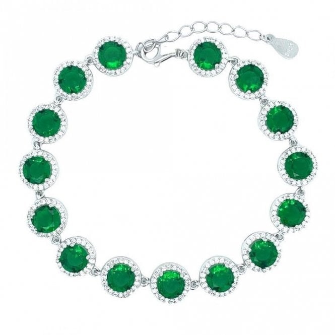 Faith Sterling Silver Sterling Silver May Birthstone CZ Halo Bracelet 9x9mm, 16.5+3cm