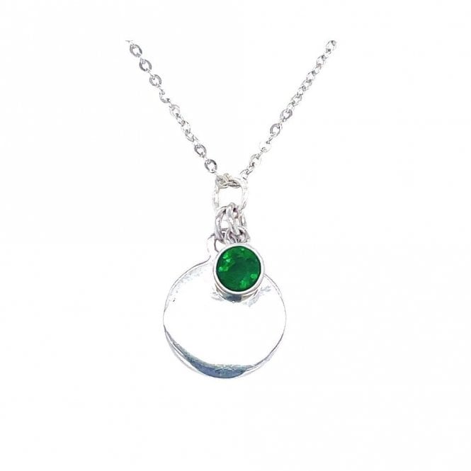 Faith Sterling Silver Sterling Silver May Birthstone Plain Disc Necklace 19x11mm, 16-18