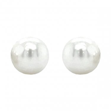 Sterling Silver Medium Pearl Stud Earrings 6x6mm
