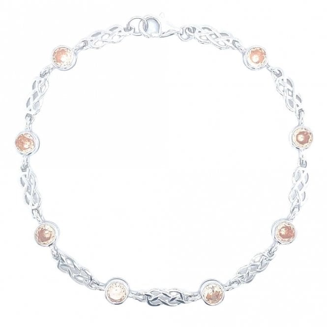 Faith Sterling Silver Sterling Silver November Birthstone CZ Celtic Design Bracelet 5x5mm, 18cm