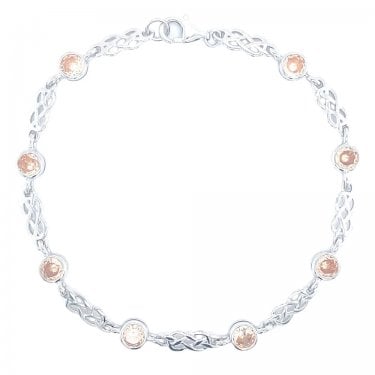 Sterling Silver November Birthstone CZ Celtic Design Bracelet 5x5mm, 18cm