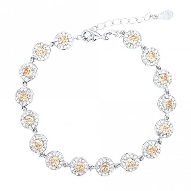 Faith Sterling Silver Sterling Silver November Birthstone CZ Halo Bracelet 7x7mm, 16.5+3.5cm