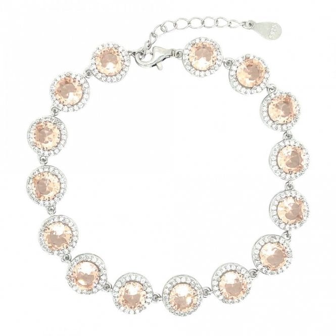 Faith Sterling Silver Sterling Silver November Birthstone CZ Halo Bracelet 9x9mm, 16.5+3cm