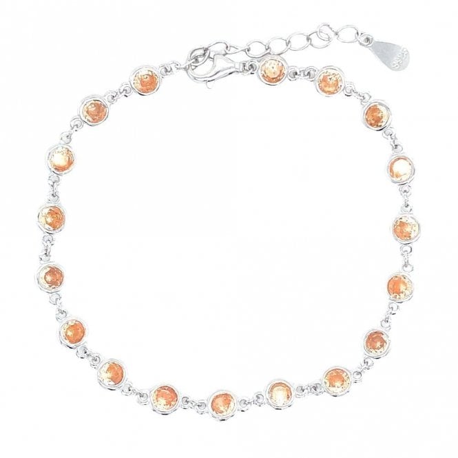 Faith Sterling Silver Sterling Silver November Birthstone CZ Rubover Bracelet 4x4mm, 15.5+3.5cm