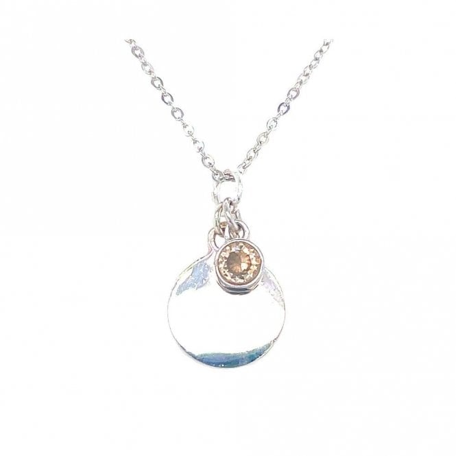 Faith Sterling Silver Sterling Silver November Birthstone Plain Disc Necklace 19x11mm, 16-18
