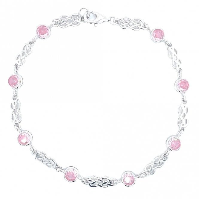 Faith Sterling Silver Sterling Silver October Birthstone CZ Celtic Design Bracelet 5x5mm, 18cm