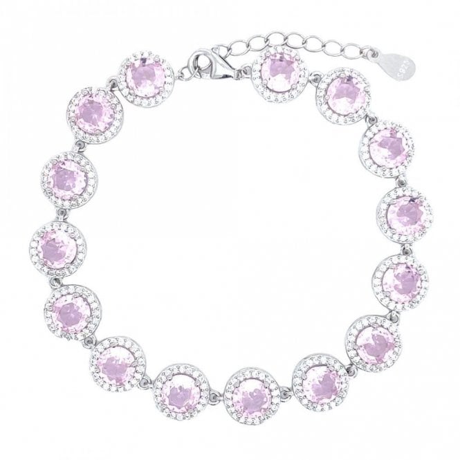 Faith Sterling Silver Sterling Silver October Birthstone CZ Halo Bracelet 9x9mm, 16.5+3cm