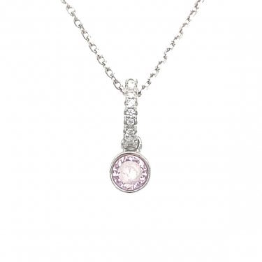 Sterling Silver October Birthstone CZ Necklace 13x4mm, 16-18"