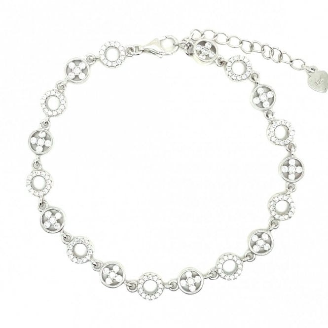 Faith Sterling Silver Sterling Silver Open CZ Circle & CZ Cross in Circle Bracelet 16.5+4cm
